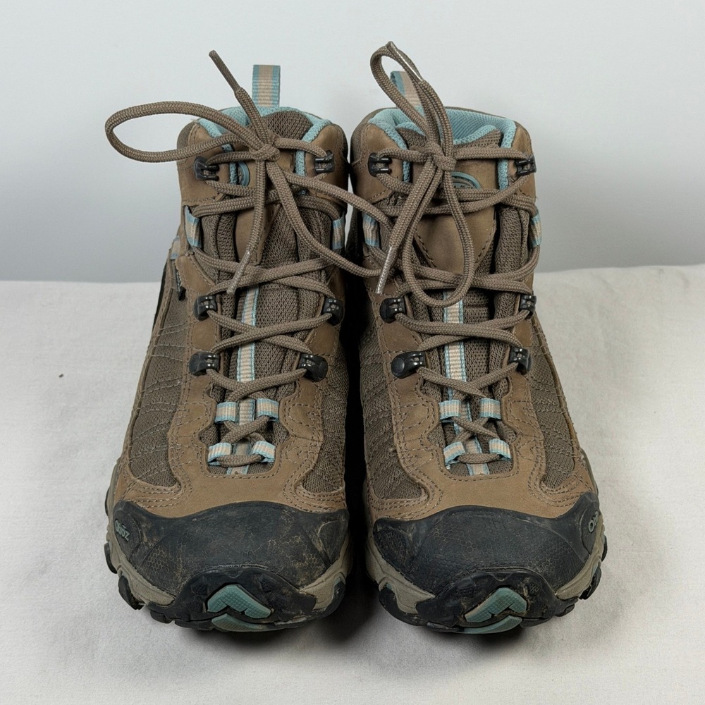 Oboz Bridger Mid B-DRY Waterproof Hiking Trail Boots Brown Teal Womens Size 8 - Picture 3 of 16